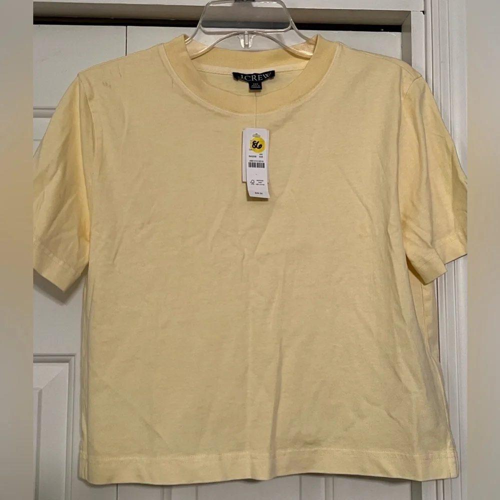 J Crew Light Yellow Relaxed Premium Cotton Boxy Tee NWT XXS #2298